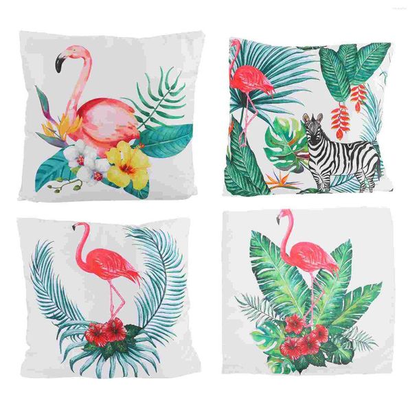 Oreiller 4 pièces S canapé Flamingo jeter taie d'oreiller couvre traversin Vintage peau de pêche enfant