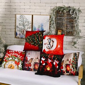 Kussen 4 zijden kussensloop kersts bank decoraties covers voor thuis cartoon print cover kussens leer