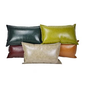 Oreiller 4 tailles couvercle d'oreiller PU Couvre-coussin en cuir