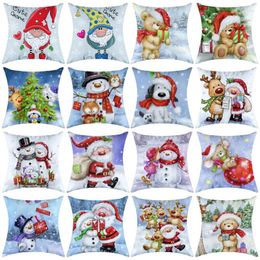 Kussen 40/45/50/60Cm Kerst Kerstman Kussensloop Home Decoratieve Sofa Covers Woonkamer Schattige beer Sneeuwpoppen Cover