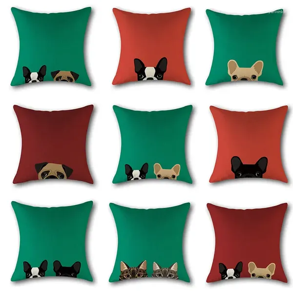 Oreiller 40/45/50 / 60 cm Cas personnalisés Chihuahua Dog Squaredase tai-oreiller de Noël couverture zippée pour les cadeaux de décoration intérieure