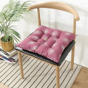 Oreiller 40x40cm Coussins de chaise artisanale Daisy Print Salle à manger Cuisine Siège de bureau avec attaches Coussin de chaise en coton durable