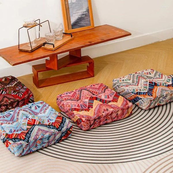 Oreiller 40x40cm rétro ethnique marocain épaissir carré bohème imprimé chez l'habitant Futon tapis de sol maison siège de jardin S
