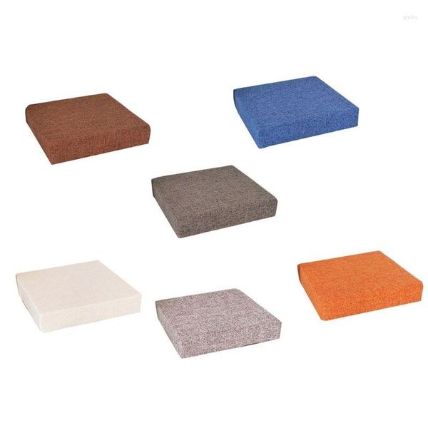 Almohada 40x40 cm Forma cuadrada Asiento de lino Esponja de alta densidad Silla de comedor Almohadilla con cremallera Cubierta gruesa Tatami Mat