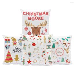 Kussen 45 45cm Happy Year Christmas Decorations for Home Site Car Seat Cartoon Elk Decoratieve kussens Cover Navidad