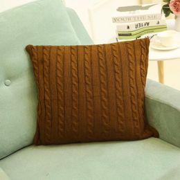 Oreiller 45 fil de laine solide tricoté jeter S couverture bureau décor à la maison taie d'oreiller décoratif extérieur jardin canapé