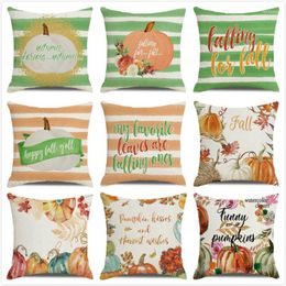 Oreiller 45cm aquarelle citrouilles joyeux Thanksgiving lin/coton couvre-lit couverture décor à la maison taie d'oreiller