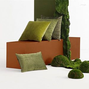 Almohada 45x4 5/50x50cm Funda de almohada de terciopelo verde oscuro verde oliva Funda de almohada Sofá Respaldo de cintura