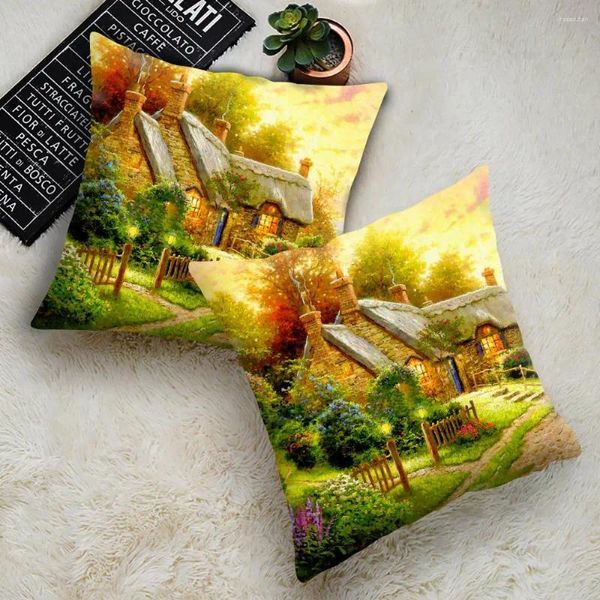 Oreiller 45x45cm Country American Vintage Cover Imprimé Polyester Worersdincor Home Decor