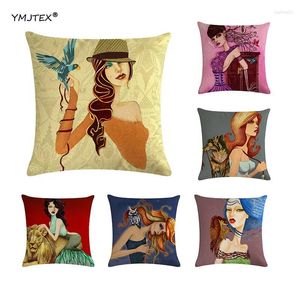 Almohada 45x45cm Dibujo artístico Sofá Escasa de almohada Decoración del hogar Asiento de la cintura de la cintura de la cintura Fundación Funda Cojines