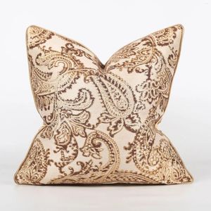 Almohada 45x45cm Fundas de almohada geométricas marrones Paisley Patrón Cubierta Caqui Oro Tiro Sof Decoración