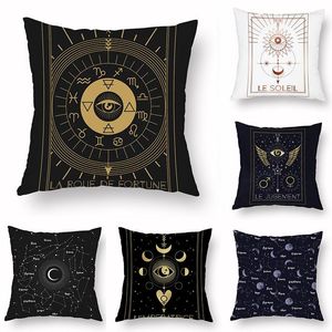 Kussen 45x45cm Case Mysterious Planets Prints Decoratieve kussensloop Sun Moon Star Cover Sofa Home Decor