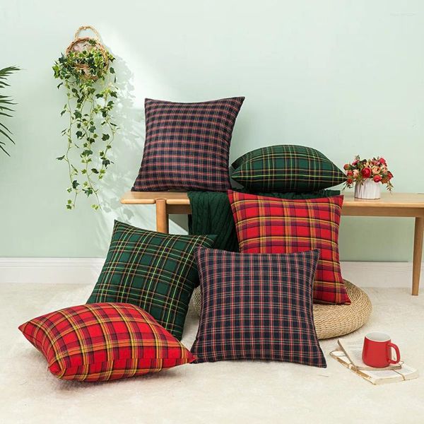 Oreiller 45X45cm Plaids classiques rouge jeter noël décoratif canapé housse canapé