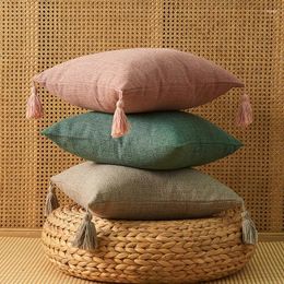 Kussen 45x45cm Euro Shams Covers Lined Linen Decorative Tassels Square Neutral Pillowcases voor slaapkamer