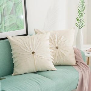 Kussen 45x45cm Bloemworp Handgemaakte applique 3D Borduurde Dandelion Linnen Pillowcase Home Sofa Decor