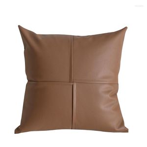 Oreiller 45x45cm couverture moderne en cuir PU taille taie d'oreiller pour canapé salon jeter oreillers décoratifs décor à la maison