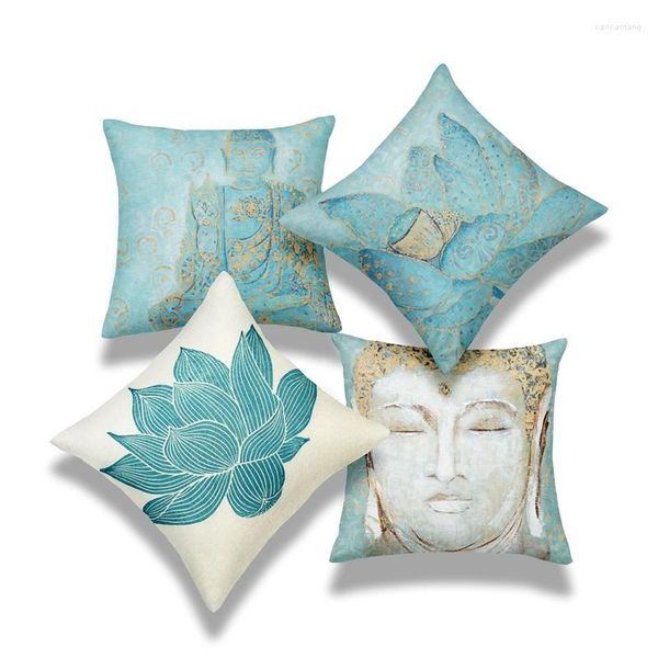 Almohada 4 unids decoración del hogar tradicional chino zen impreso decoración decorativa sofá tiro cubre 45