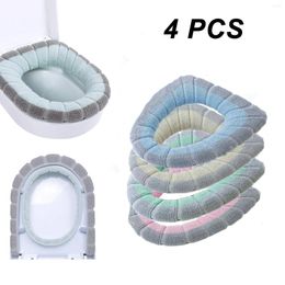 Oreiller 4pcs Salle de bain douce plus épaisse couvercle de siège de toilette pad-warmer stretchable fibres installation facile couvercle de couvercle confortable