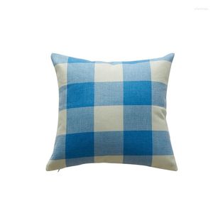 Kussen 55 55 cm blauwe koffie plaid deksels geen binnenste katoenen linnen huis