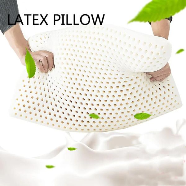 Almohada 60X40X10cm Soporte para el cuello Almohadas de látex con memoria Cabeza Cervical Ortopédica Viaje Dormir Dormitorio Almohada Almohada de viaje para avión