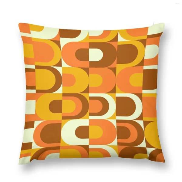 Patrón de almohada 70S retro inustrial en tonos naranja y marrones de tapa de tapa de sofá decoración de la almohada