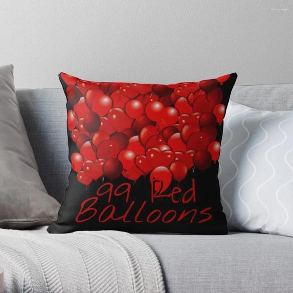 Funda de almohada 99 globos rojos, funda artística de poliéster, funda de almohada para sofá, hogar, sala de estar, decoración de asiento de coche, 45x45cm