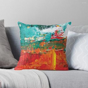 Kussen abstract acryl modern schilderen rood land blauw waterworp s voor decoratieve bank