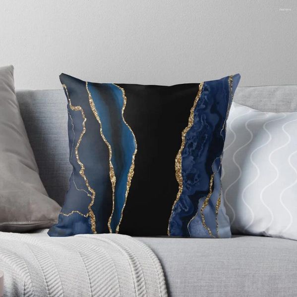 Almohada abstractar azul y oro geode geode geode diseño de lanza cubiertas decorativas para sofá lujo s