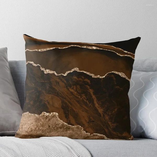 Almohada Abstracto Marrón Oro Moderno Geoda Ágata Diseño Tiro Decorativo Sofá S Suministros De Navidad