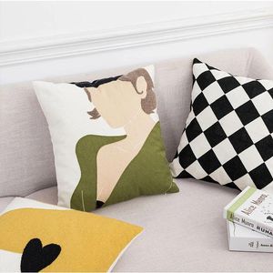 Kussen abstract borduurwerk deksel 45x45cm geometrisch voor bankbed stoel comfort gezellig decoratie huis woonkamer