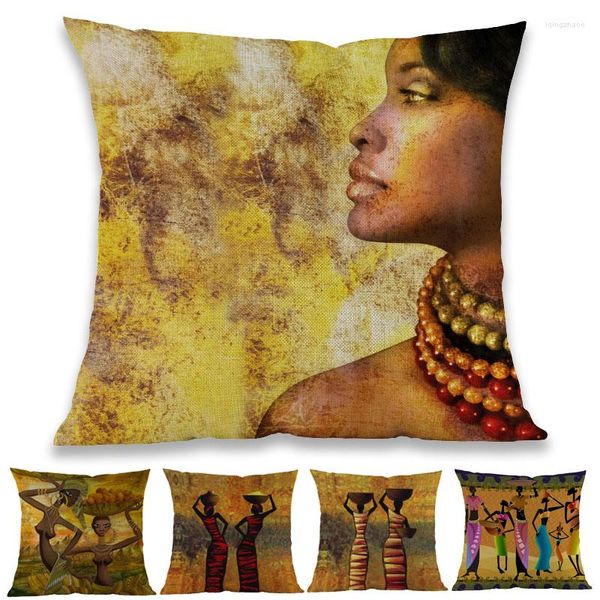 Almohada pintura abstracta estilo África vida colección mujer africana hogar caso galería exótico restaurante decoración cubierta