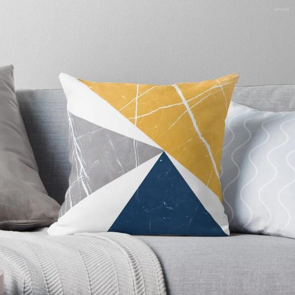 Oreiller Résumé Modèle Triangles Bleu / jaune Gray Throw Sofa S