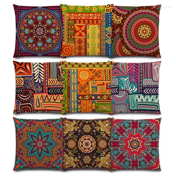 Almohada Africana Animal Símbolo Bloque Boho Geométrico Floral Patrón Paisley Carnivale Mandela Flores Buena Funda