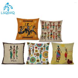 Oreiller de style africain en polyester jet couverture carrée de portrait décoration pour canapé de voiture home capa de almofadas 45x45