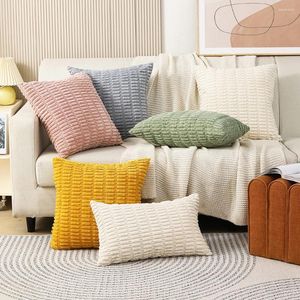 Oreiller couverture en velours côtelé d'Amazon Nordic Couleur de la couleur carrée simple de canapé à domicile