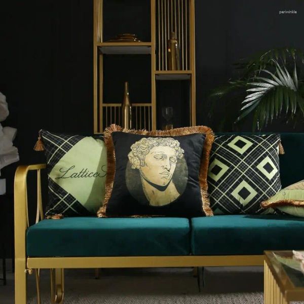 Oreiller américain artistique moderne fille homme Velet peinture maison Art décoration canapé jeter étui géméotrique coton couverture douce
