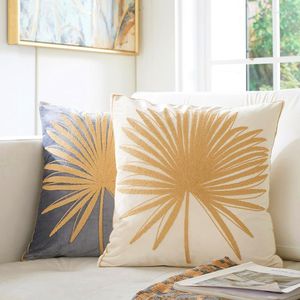 Kussen Amerikaanse stijl kussens palmblad borduurwerk fluweel cover decoratieve kast voor bank artistieke moderne huizendecoratie