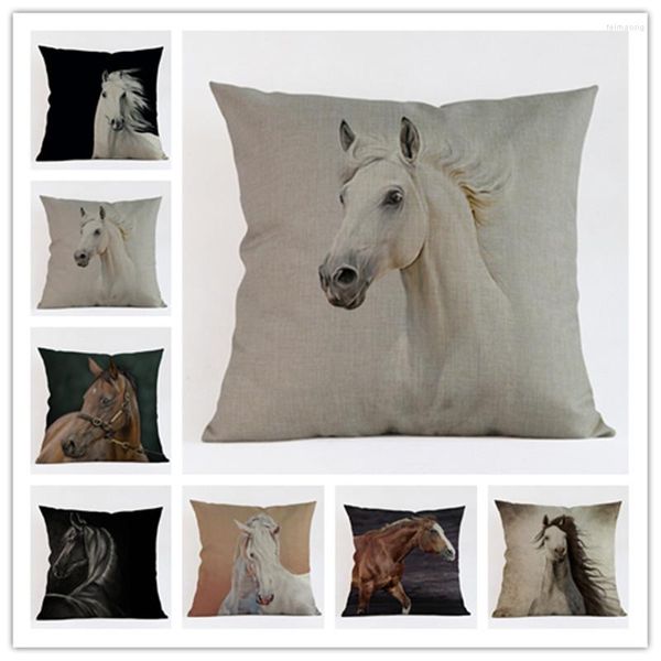 Pillow Animal Horse Pattern Print Cover Decorative Oreaddain Chite Silt Silt Carre Car Home Living Textile