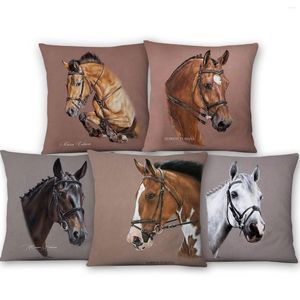Kussen Dierenpatroon Hoes Paardenhoofd Het herstellen van oude manieren Decoratieve kussens voor bank 45X45cm
