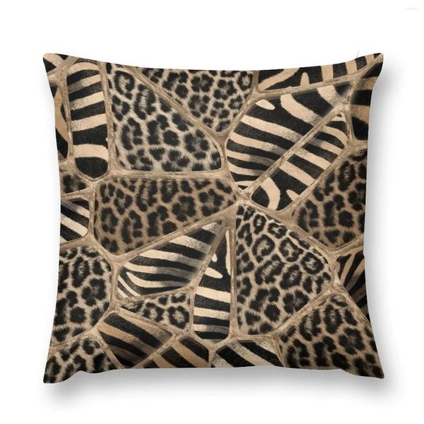 Pillow animal estampado - leopardo y cebra pastel cajas de tiros de oro decorativo personalizado