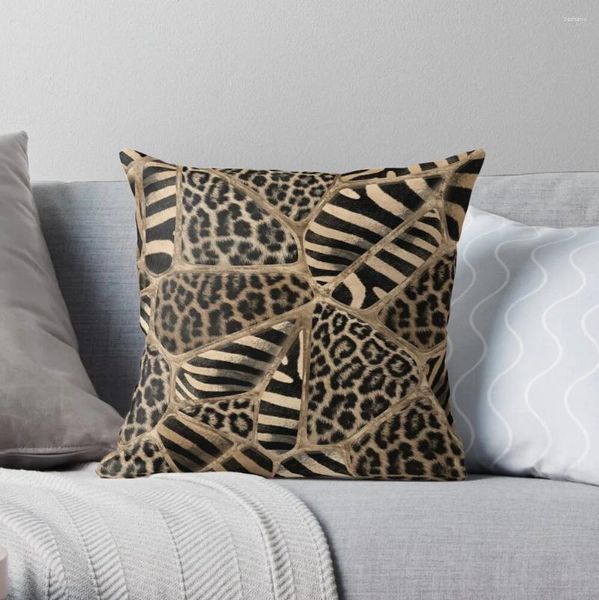 Pillow animal estampado - leopardo y cebra pastel dorado lanzar cubiertas de sofá personalizados
