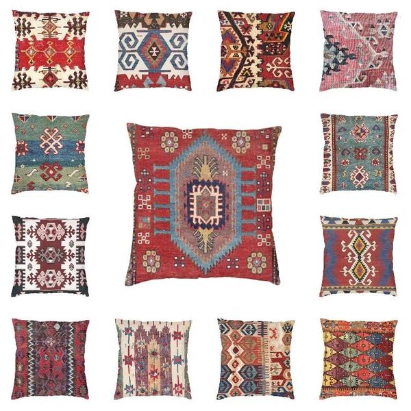 Oreiller antique anatolie turque kilim jet canapé boîtier bohème persan tribal ethnique couverture de tapis oreillers doux couverture oreillers