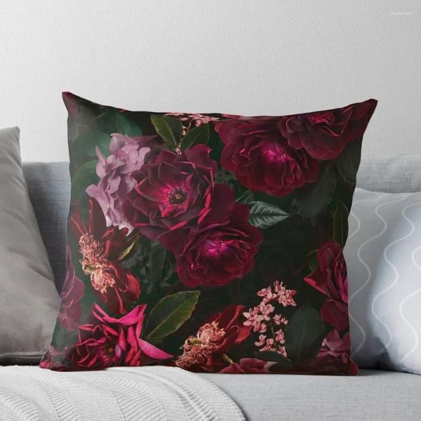 Oreiller Antique minuit fleur botanique Rose nuit jardin jeter couverture élastique pour canapé