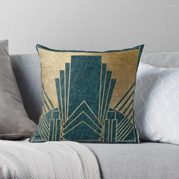 Kussen Art Deco Glamour - Teal en Gold Throw Cover Polyester Pillows Case on Sofa Home Living Room Car Seat Decor