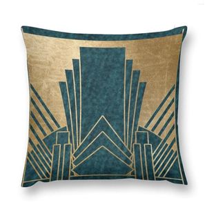 Kussen Art Deco Glamour - Teal en Gold Throw bed kussens herfstdecoratie