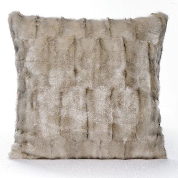 Housse de coussin en fausse fourrure artificielle, taie d'oreiller uni, moelleuse et douce, lavable, solide