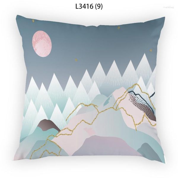 Oreiller artistique montagne taie d'oreiller pour oreillers 45x45 cm décor à la maison velours nordique polyester lin couvre géométrie abstraite E2078
