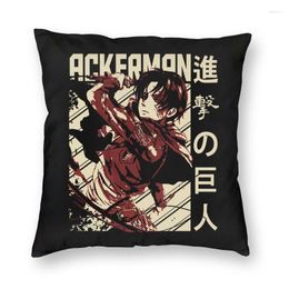 Oreiller attaque sur Titan couverture carrée décoration Anime Manga Mikasa Ackermann jeter pour canapé Double face