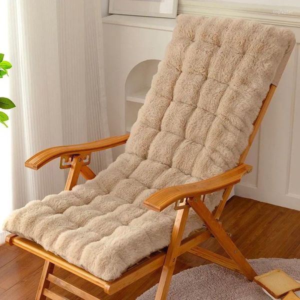 Oreiller automne et hiver peluche épaisse antidérapante housse de siège de chaise une pièce couleur unie bureau chaud
