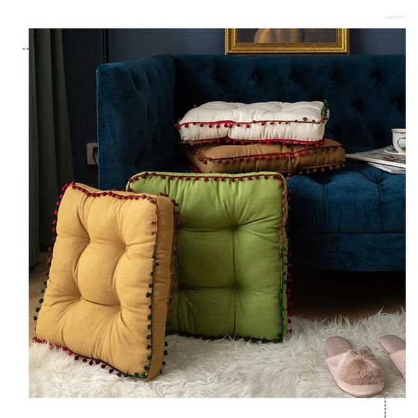 Almohada Otoño Invierno Escandinavo Color Sólido Bola de Lana Engrosamiento Hogar Sofá Oficina Lumbar Doble